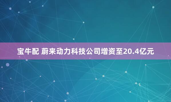 宝牛配 蔚来动力科技公司增资至20.4亿元