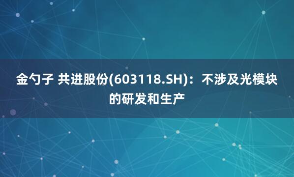 金勺子 共进股份(603118.SH)：不涉及光模块的研发和生产
